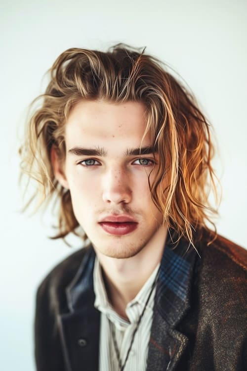 Penteado grunge dos anos 90 em jovem.