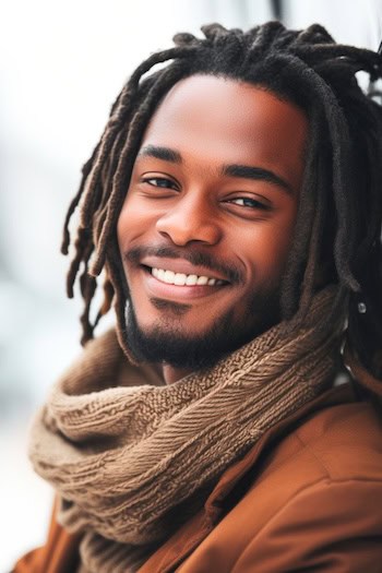 Dreadlocks de comprimento médio penteado de comprimento médio para homens.