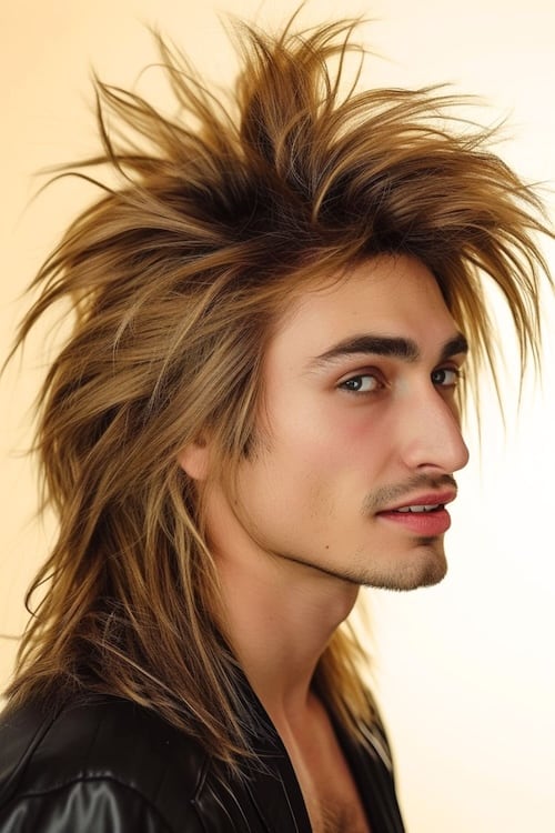 Penteado longo e cravado no jovem.