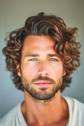 Penteado de comprimento médio para homens.