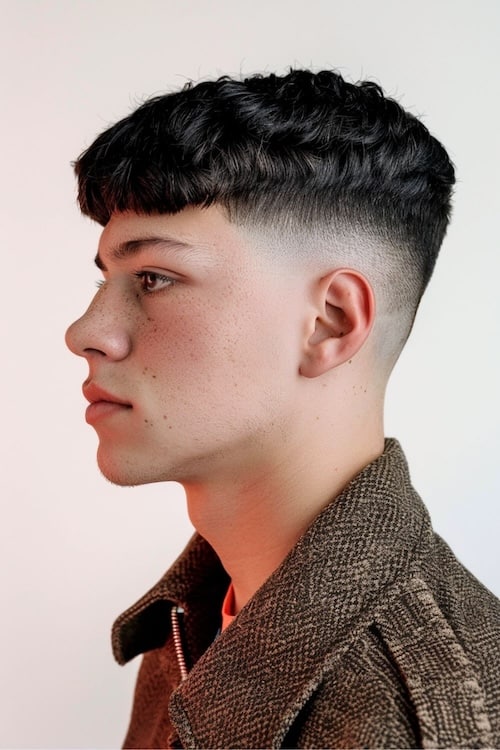 Corte de corte edgar texturizado com desbotamento de atreto.