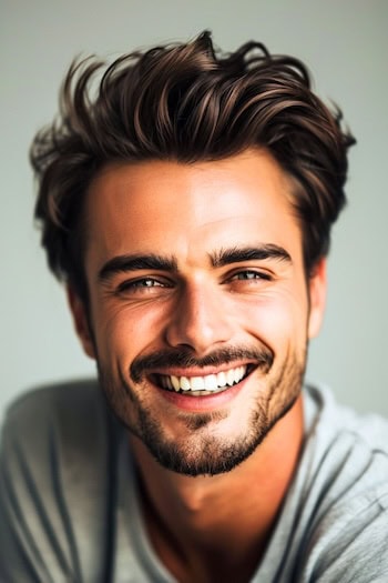 Cortado de cabelo de comprimento médio texturizado de textura para homens.