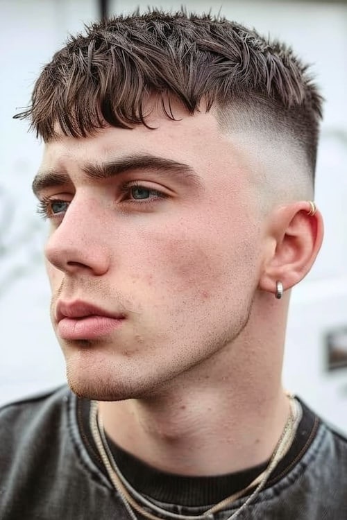 Corte de cabelo Edgar texturizado com desbotamento de pele alta. Corte de Edgar masculino.
