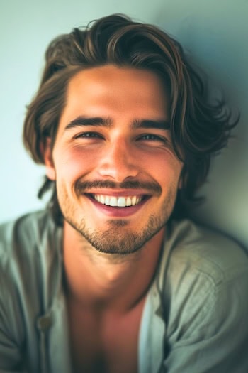 Corte de ondas de comprimento médio para homens.