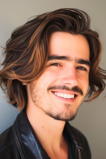 Camadas traseiras médias com as costas de penteado de comprimento médio para homens.
