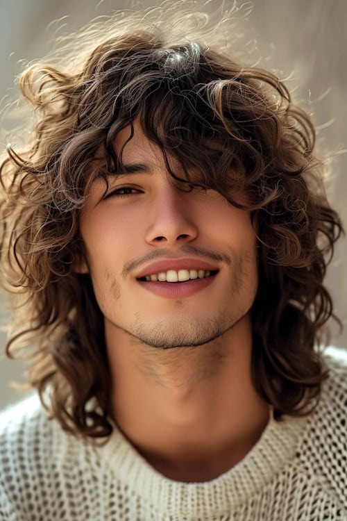 Curly Shag masculino para masculino para jovens.