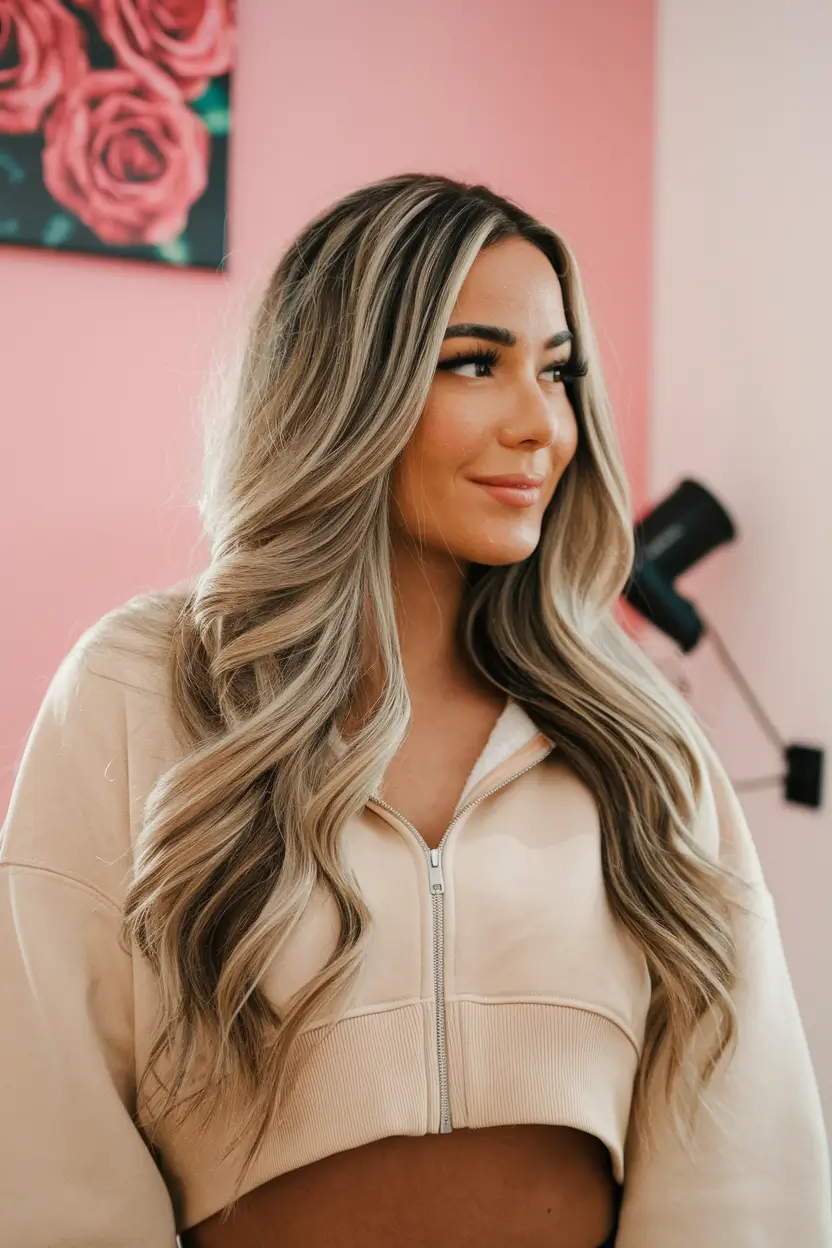 cor de cabelo de outono para tom quente de pele quente loira cremosa com sombra de raiz