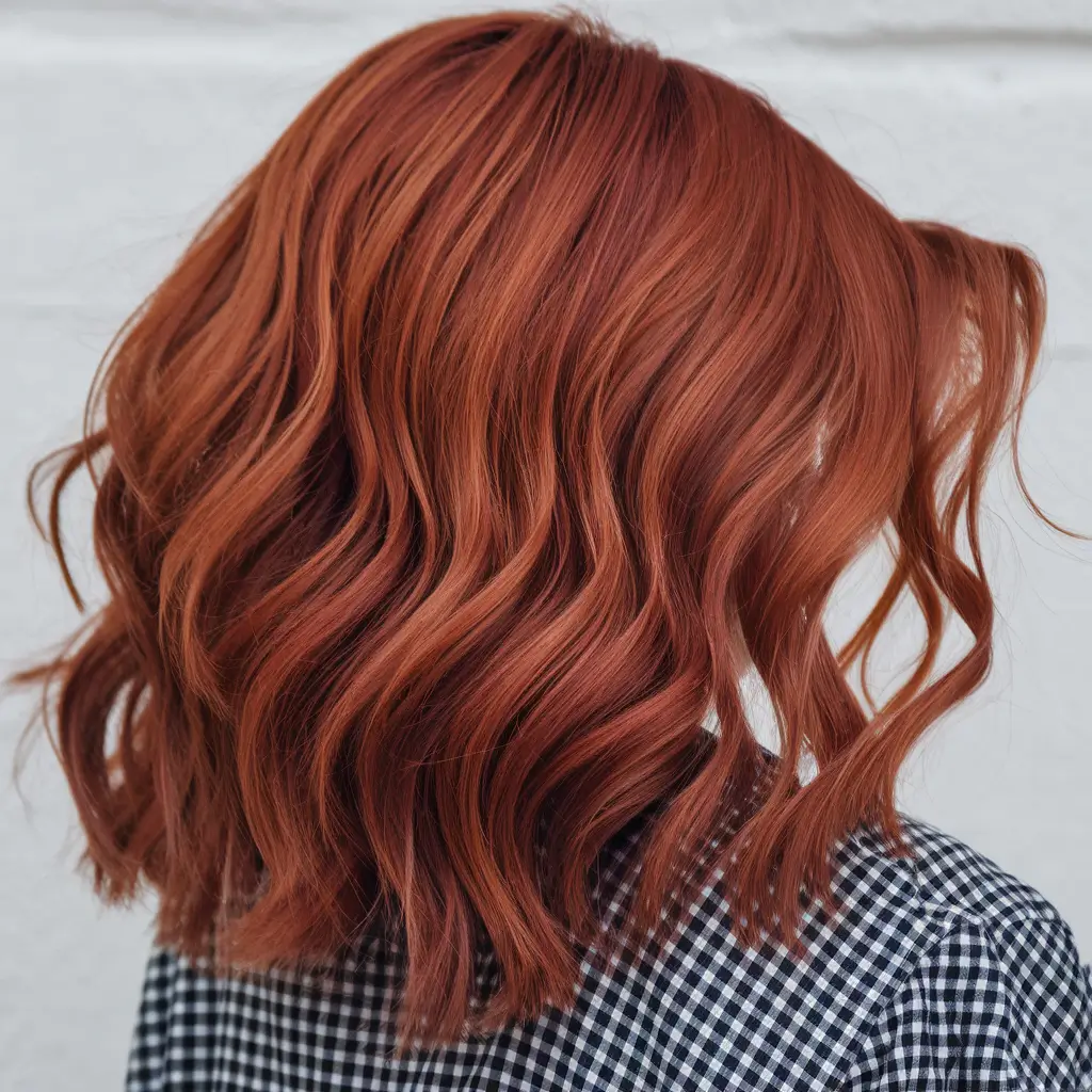 Idéias de cores de cabelo de outono de caramelo 2025 para um brilho aconchegante+ondas de caramelo de comprimento médio de comprimento médio