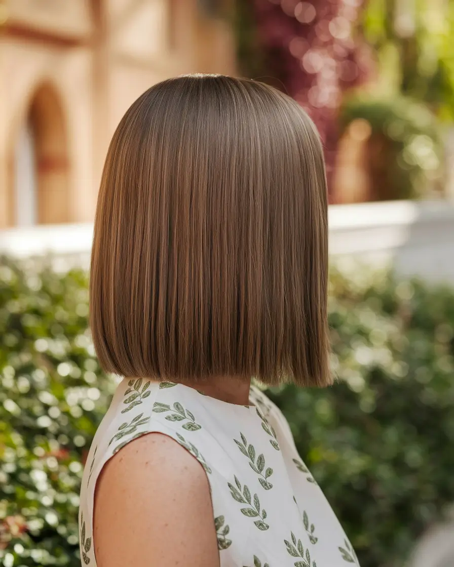 Fall Brown Hair Color Brunettes Classic Precision Bob em chocolate neutro