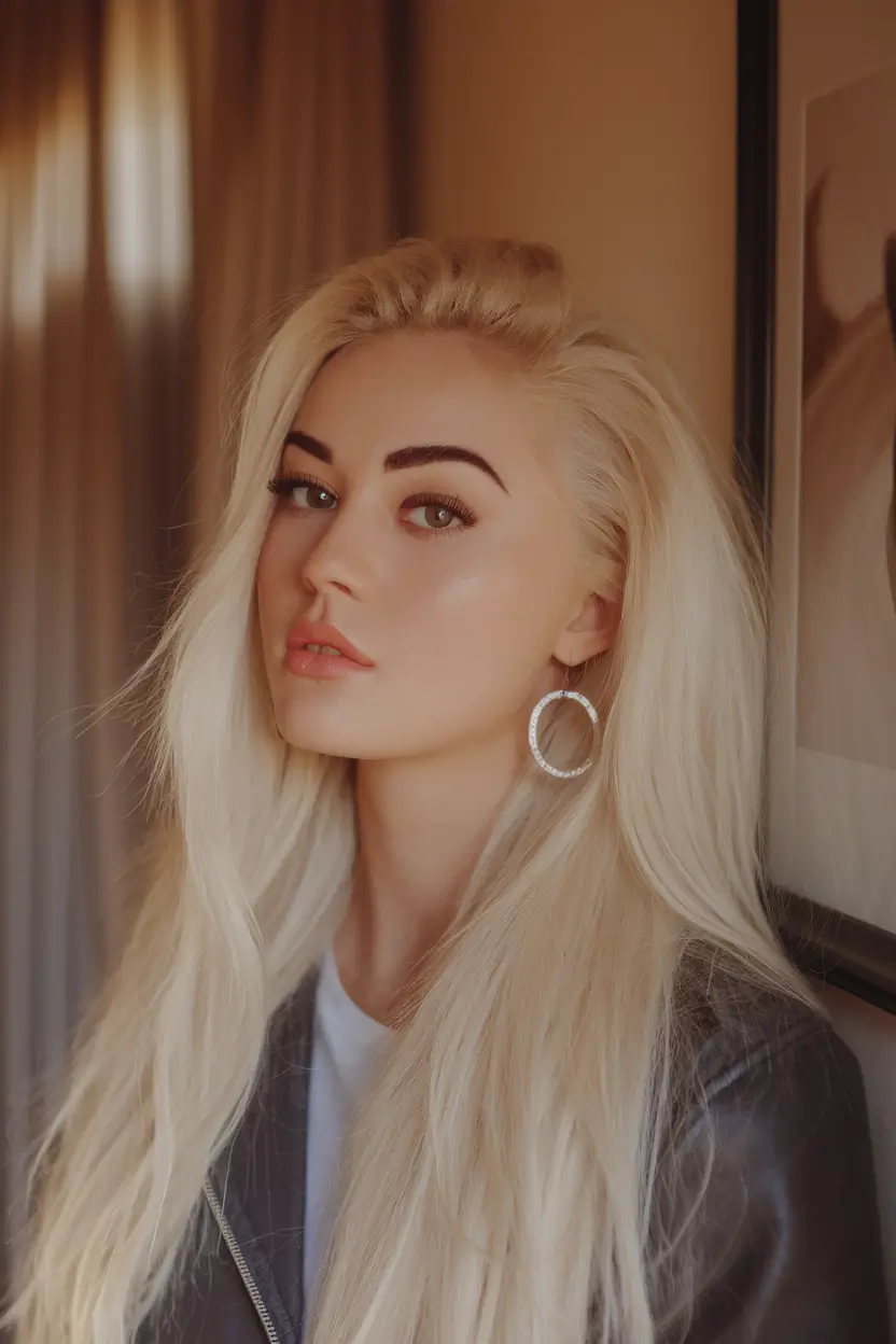 Cor do cabelo de outono para loiras retas+comprimento de platina gelada com drama máximo