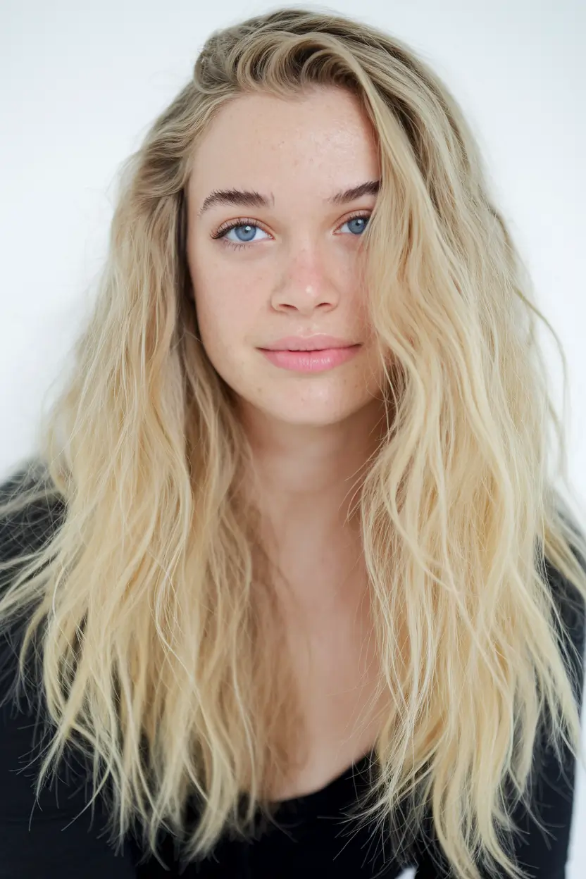 Luzes baixas Caramel Haircolor+textura ensolarada com energia loira bebê