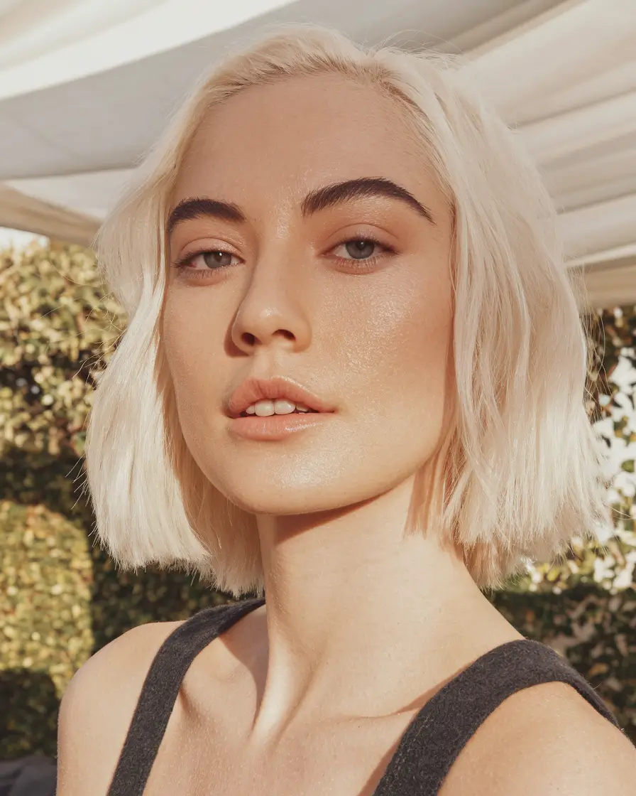 cor de cabelo de outono para loiras retas+loira pérola contundente para obter uma simplicidade elegante