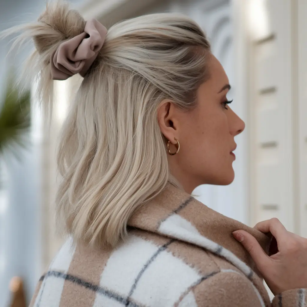 cor de cabelo de outono para loiras curtas+pão loiro de meia para cima com derreta de raiz