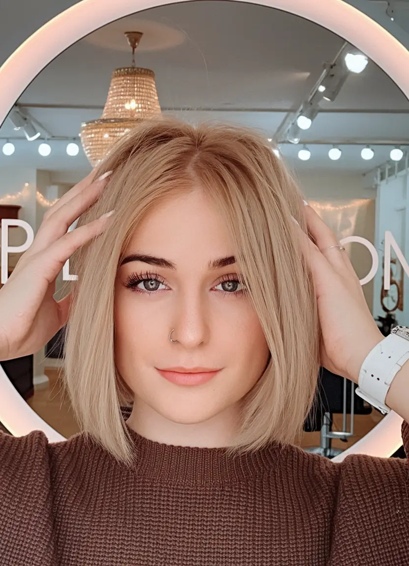 cor de cabelo de outono para loiras caramelo+loira clássica de comprimento médio com tom quente