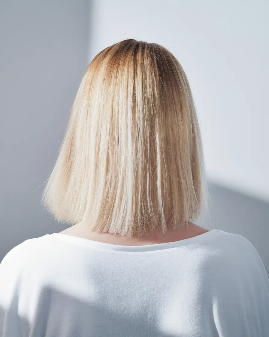 cor de cabelo de outono para loiras lisadas+bobo loiro amanteigado e sombreado raiz