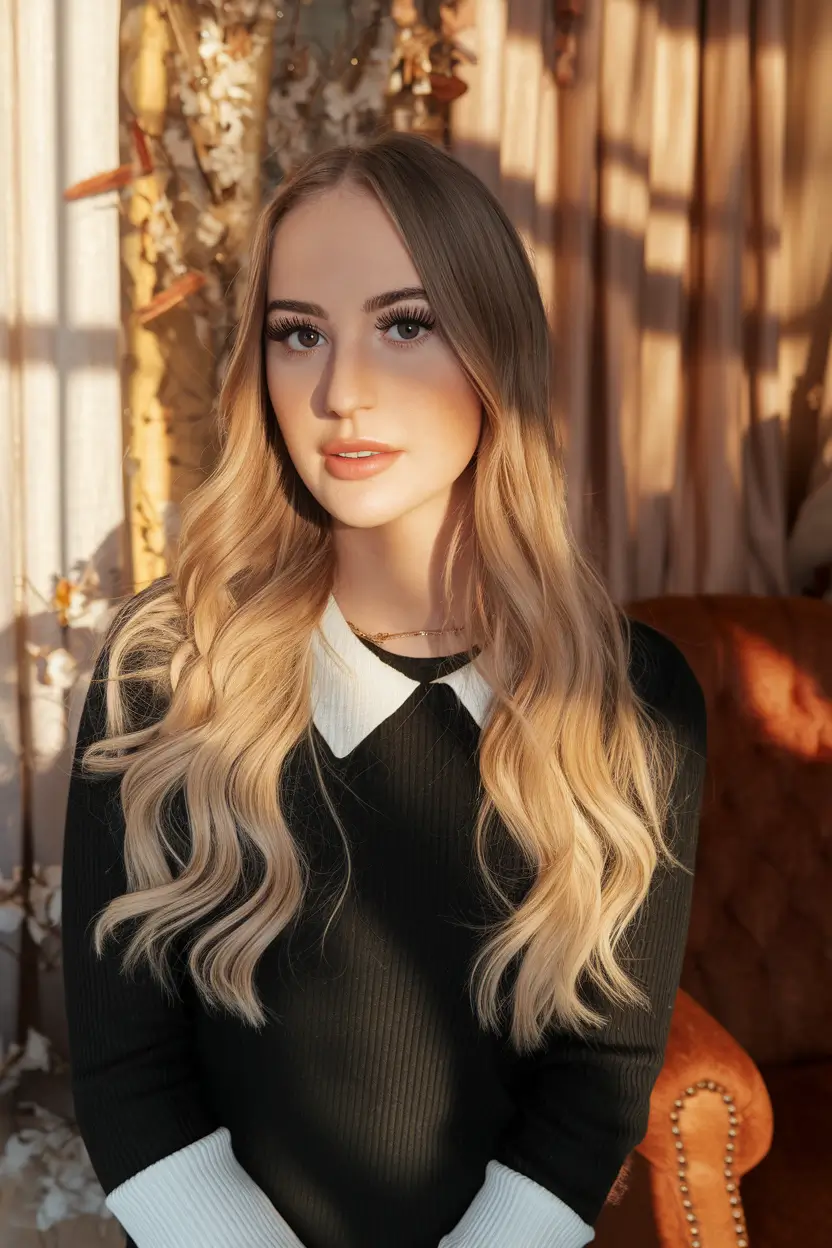 Cores de cabelo de outono para loiras ondas loiras amanteigadas com profundidade sutil