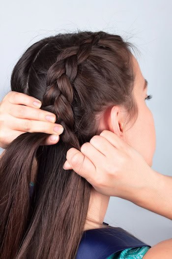 Tutorial de cabelos com tranças francesas dupla - Etapa 2.