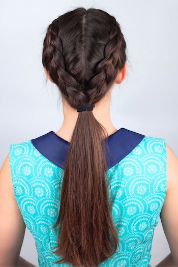 Tutorial de cabelo com tranças francesas duplo - terminado.