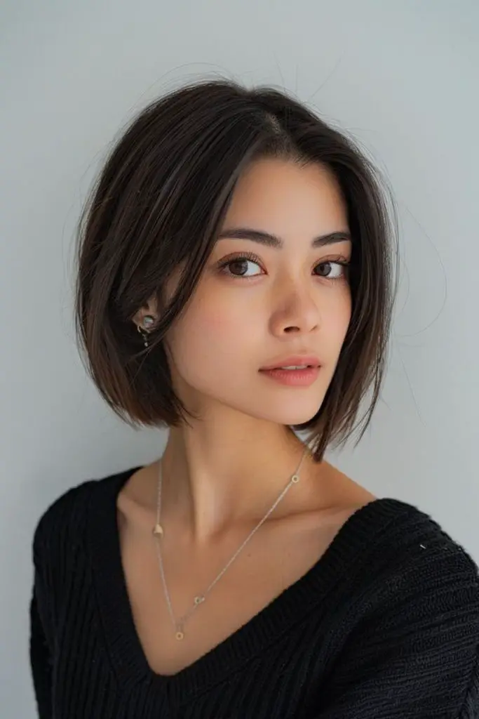 Cortado contundente com pontas invertidas ousadas.