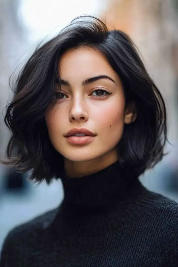 Bob ondulado com borda embaçada macia