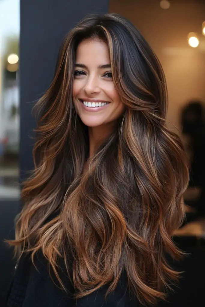 Castanho castanho desaparecendo em pontas de caramelo