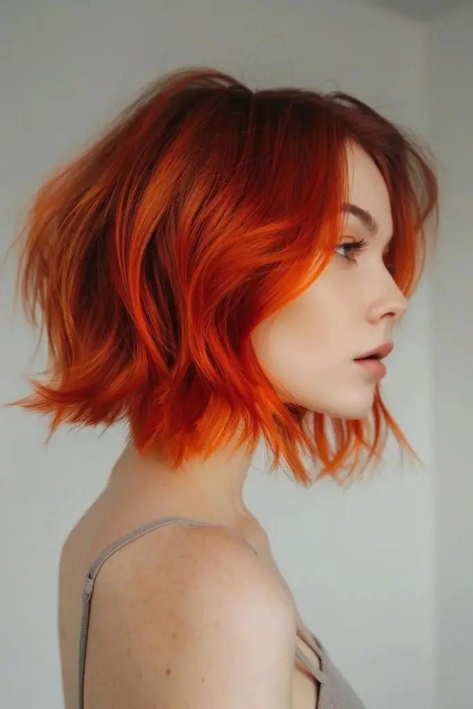 Bob alargado em tons de citros ousados