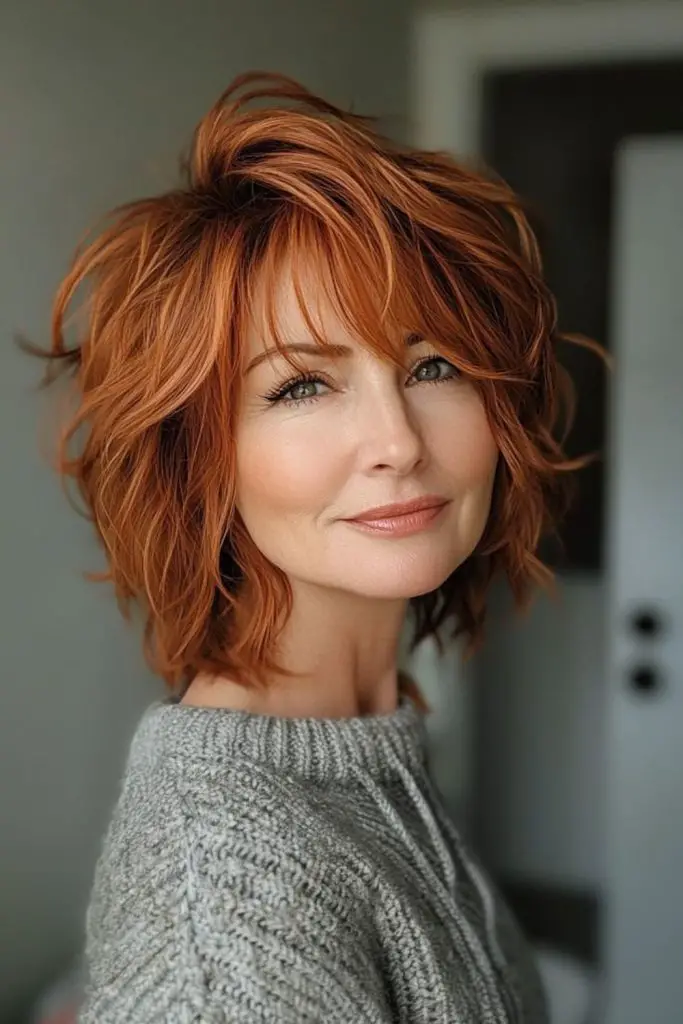 Shag de canela com elevação cortada