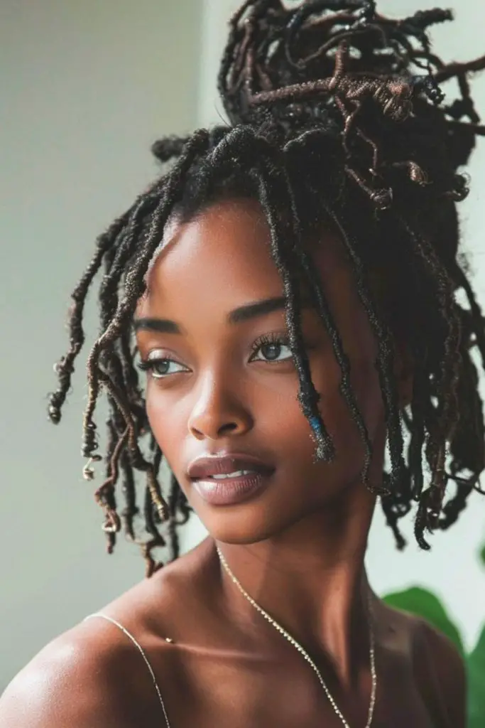 Topknot de localização bagunçado naturalmente