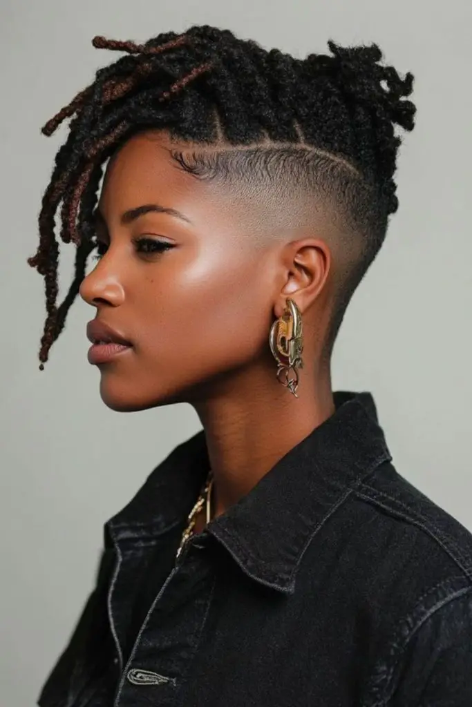 Locs de pixie curto com curva