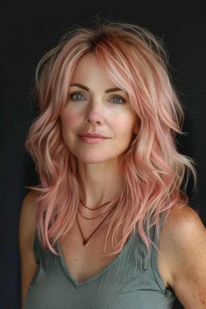 Shag rosa com camadas angulares