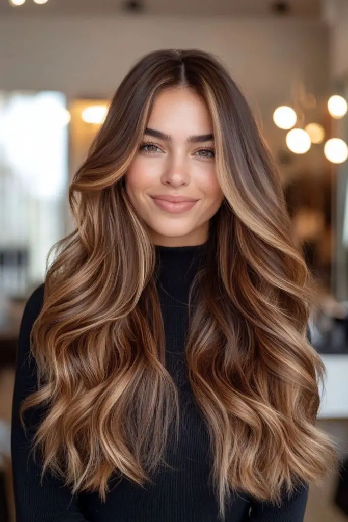 Cabelo de expresso com destaques de gotejamento de caramelo