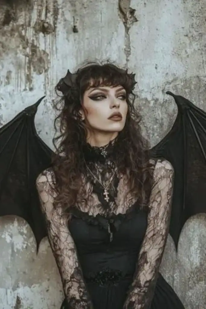 Anjo caído com mechas pretas emaranhadas