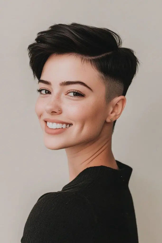 Quiff de carvão com lados zumbidos