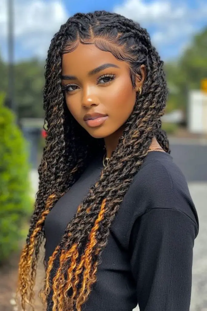 Locais embrulhados com pontas suspensas soltas