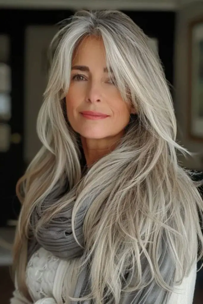 Fios prateados arejados com fluxo natural