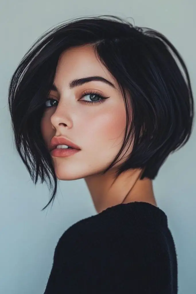 Bob geométrico moderno com bordas limpas.