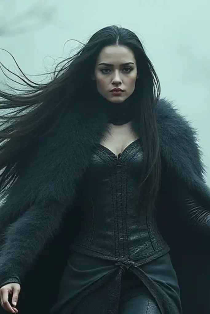 Fantasma noir de cabelos elegantes na trincheira