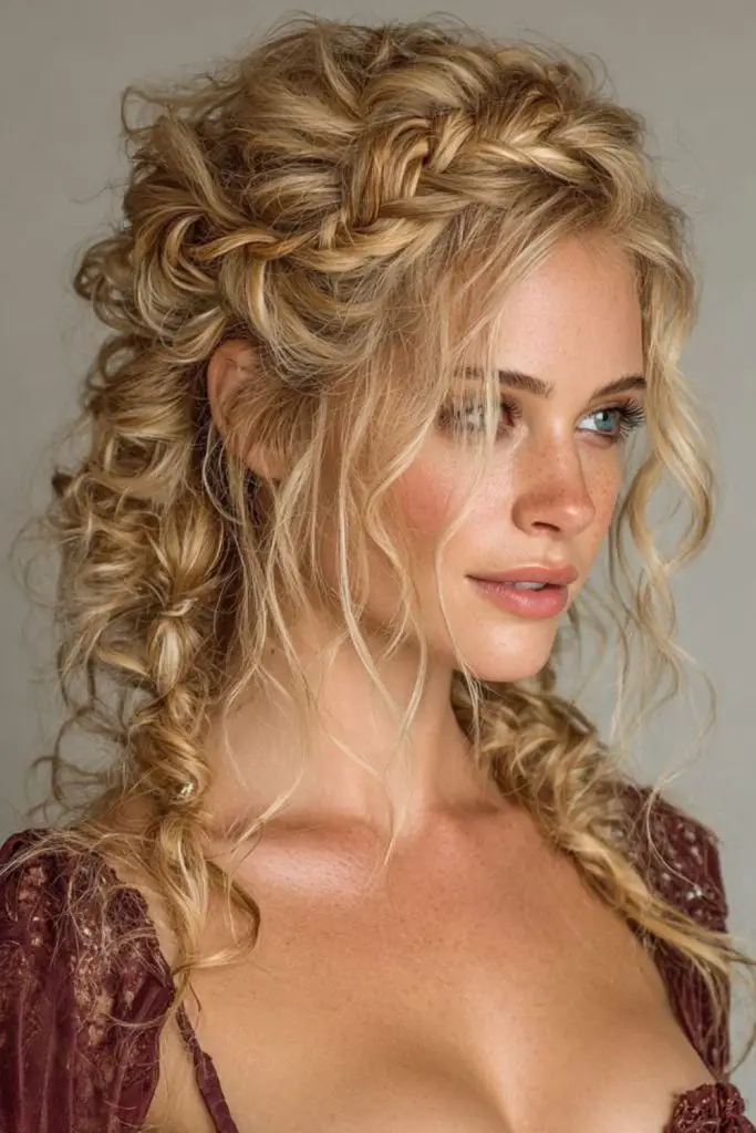 Tranças de raiz solta com pontas encaracoladas