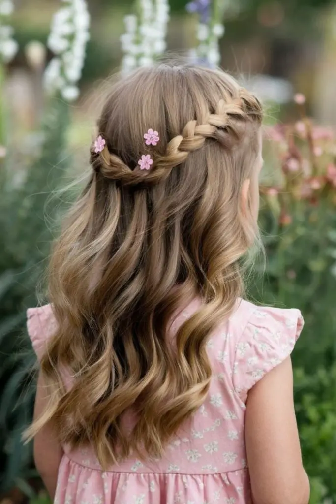 Cachos soltos com clipe de cabelo