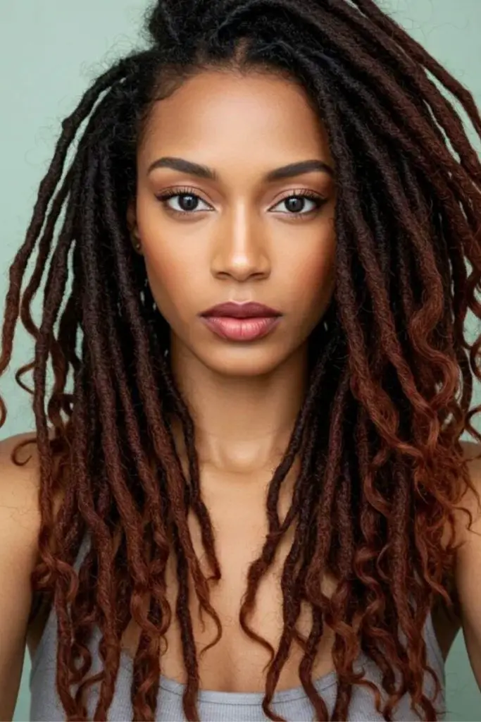 Locs soltos caindo em torno do rosto cheio