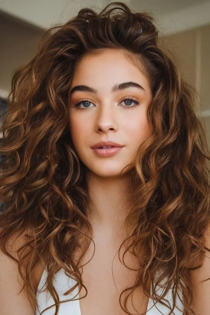 Cachos definidos estilizados de lavagem fresca