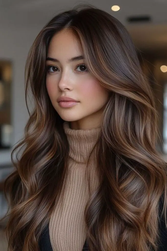 Tons empoeirados de caramelo nas ondas de mocha