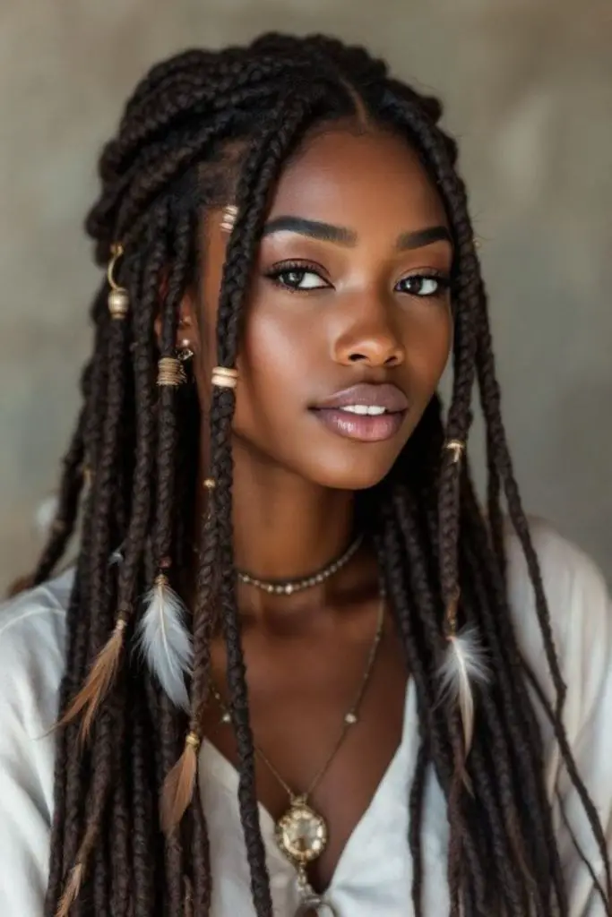 Espírito tribal com cabelos adornados com ossos