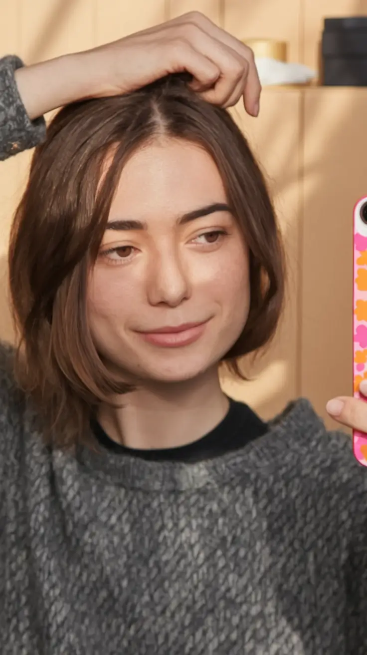 Corte de cabelo curto para mulheres texturizadas bob francês com parte do meio