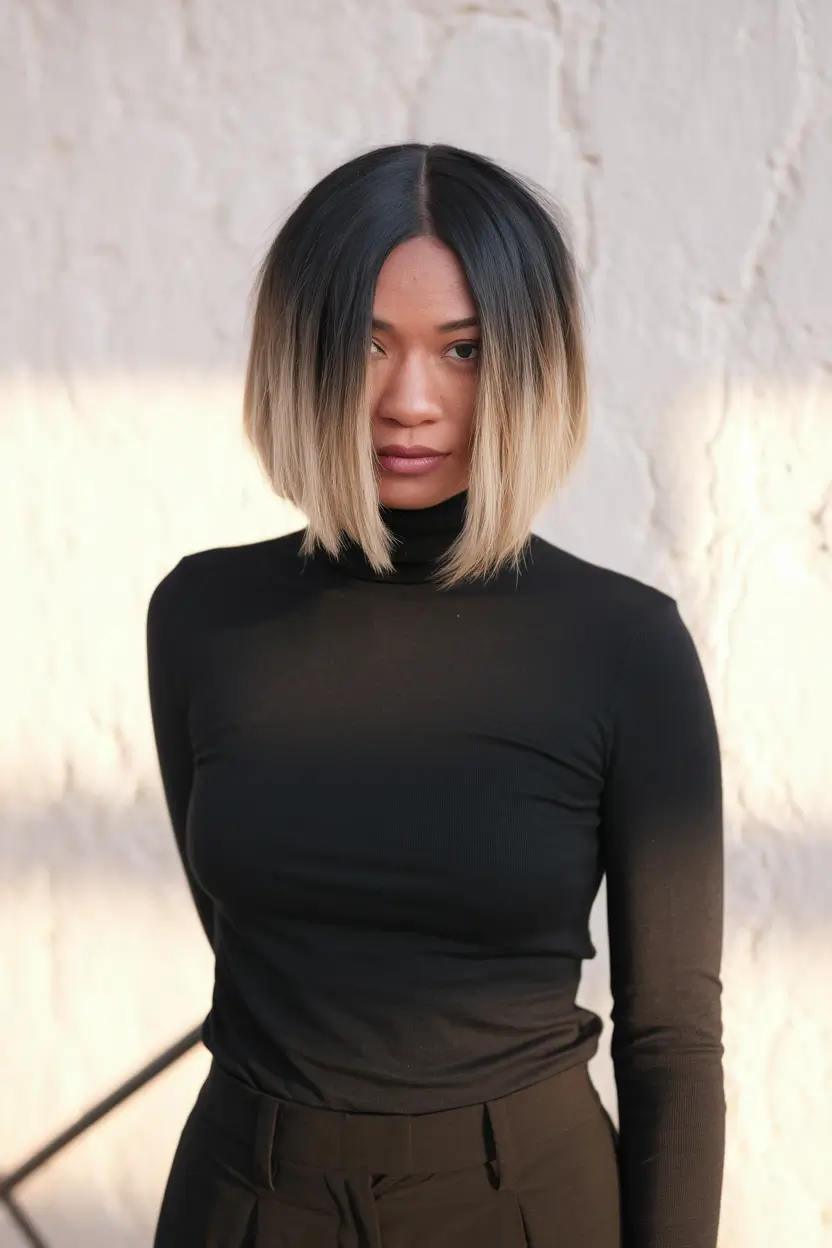 Bob Hair Color Duas tons LOB com parte dramática