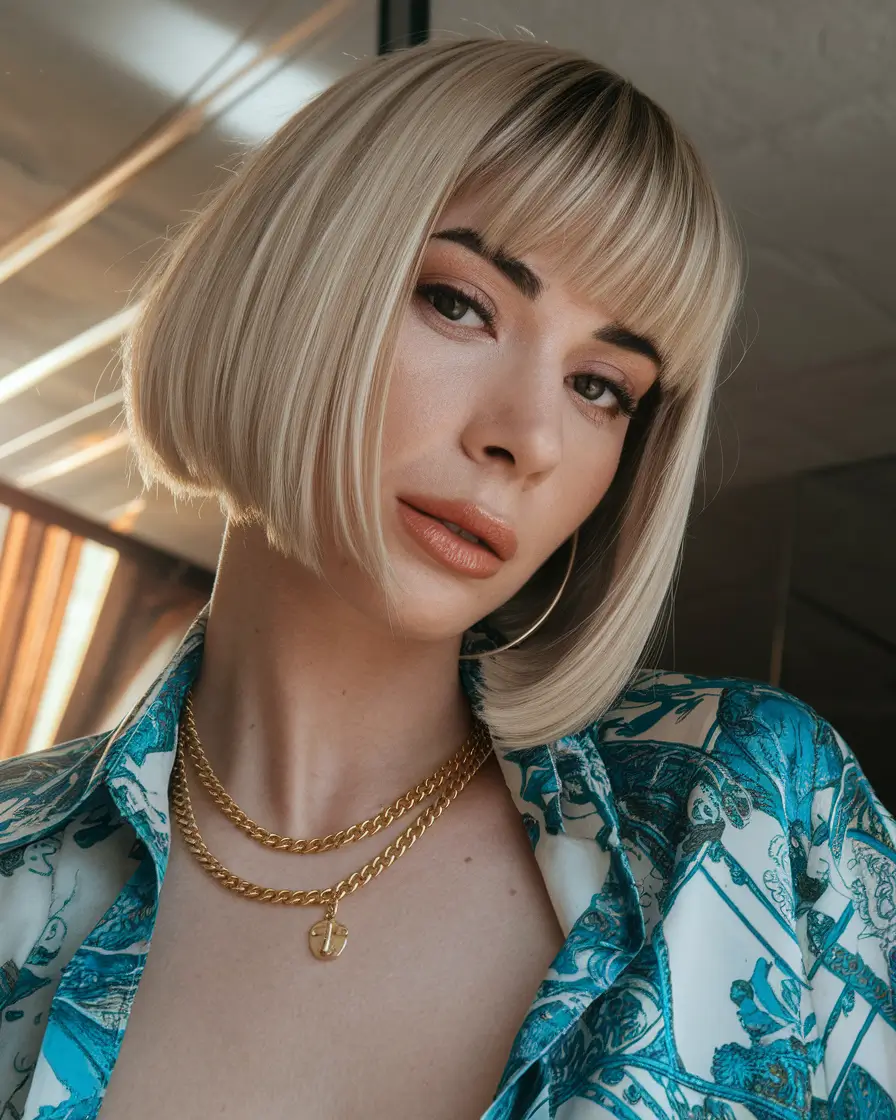 Corte de cabelo curto para mulheres polidas Bob Bob com franja