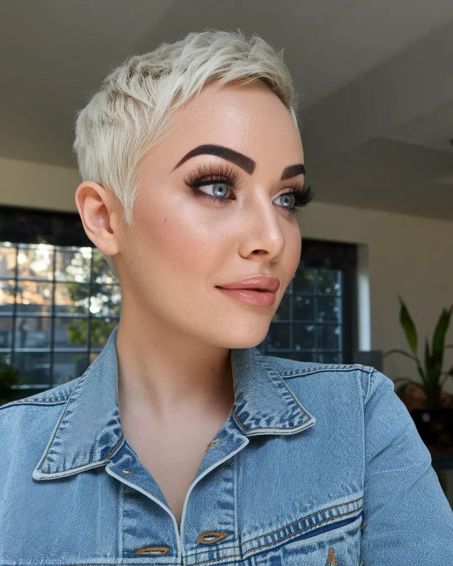 cortes de cabelo curtos cortes de queda de cores texturizadas pixie de platina com atitude