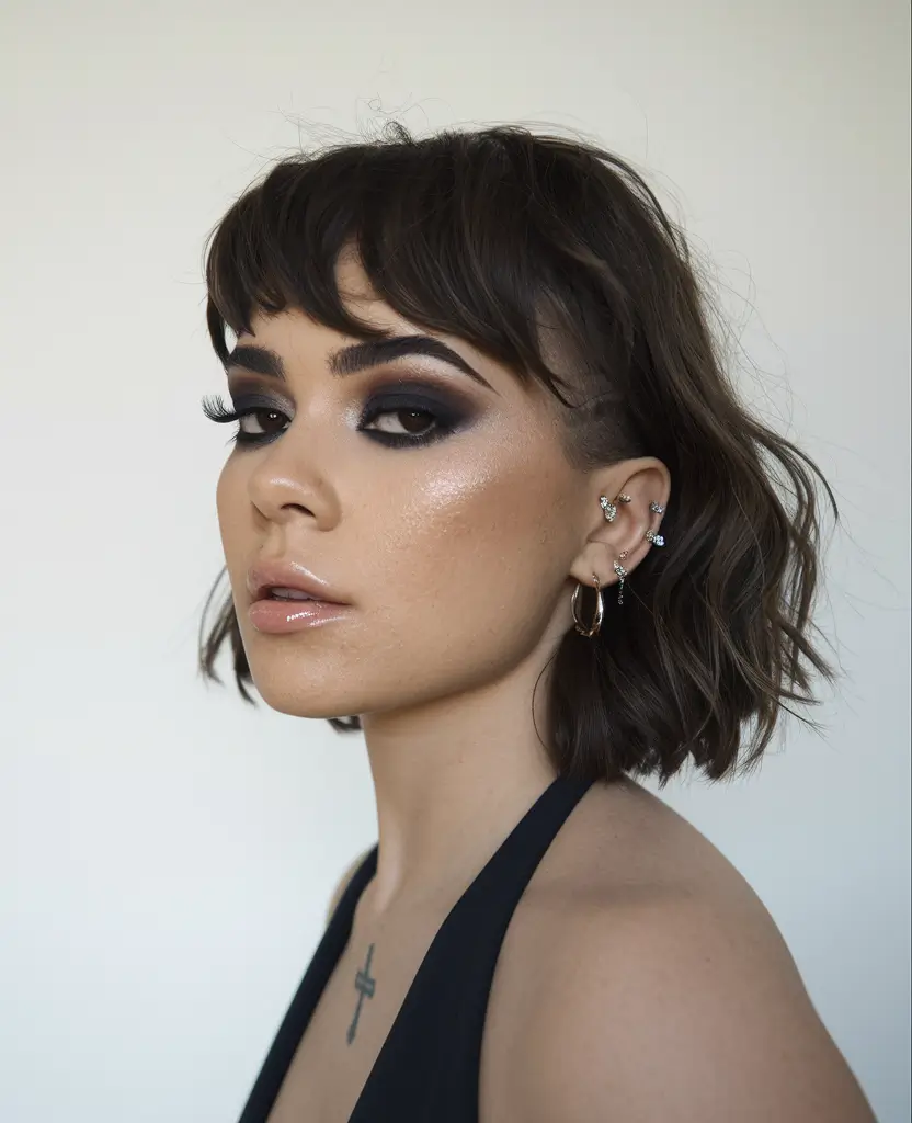 Cortes curtos de cair 2025 grunge bob com micro bangs