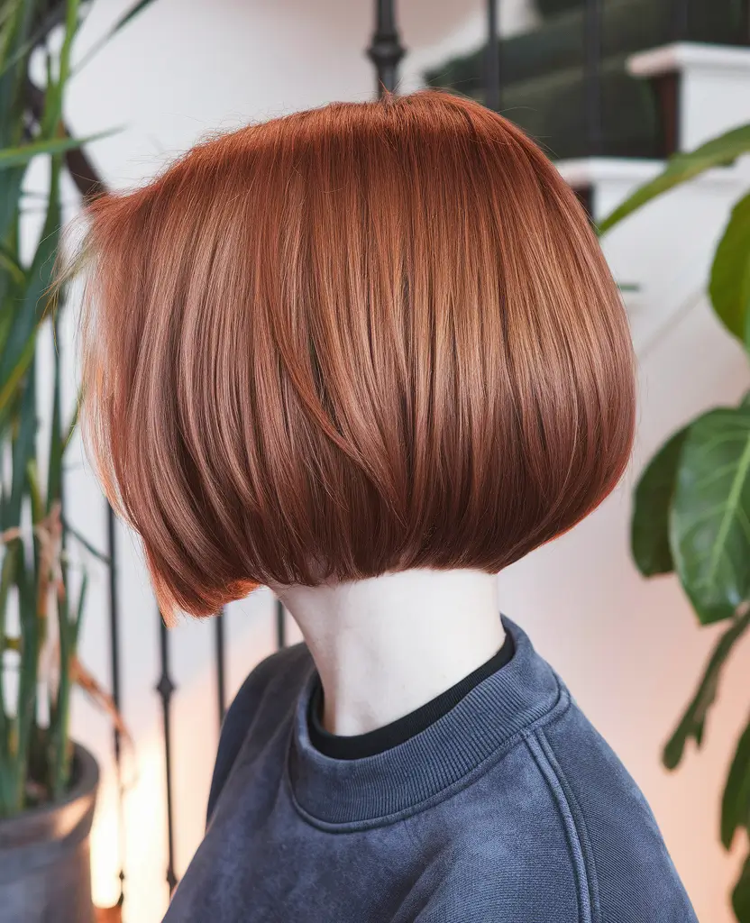 Cortes de cabelo chiques de outono para 2025+cobre de corte de precisão com forma empilhada