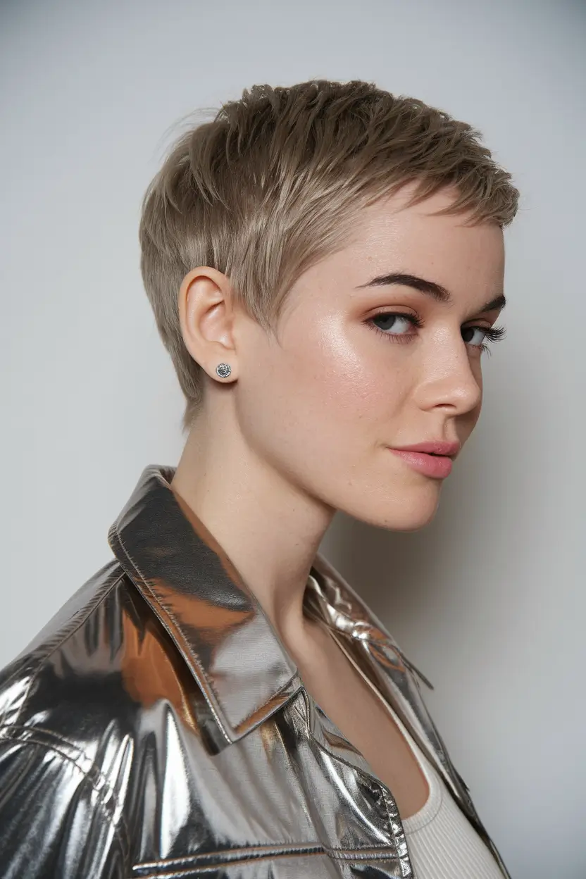 Pixie Haircut outono 2025 loira legal pixie com textura lateral